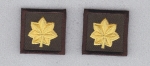 MAJ Major Oak Leaf GOLD on BROWN collar patches 1.25"